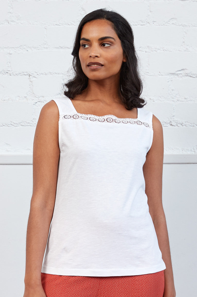 GOTS Organic Cotton Lace Trim Vest