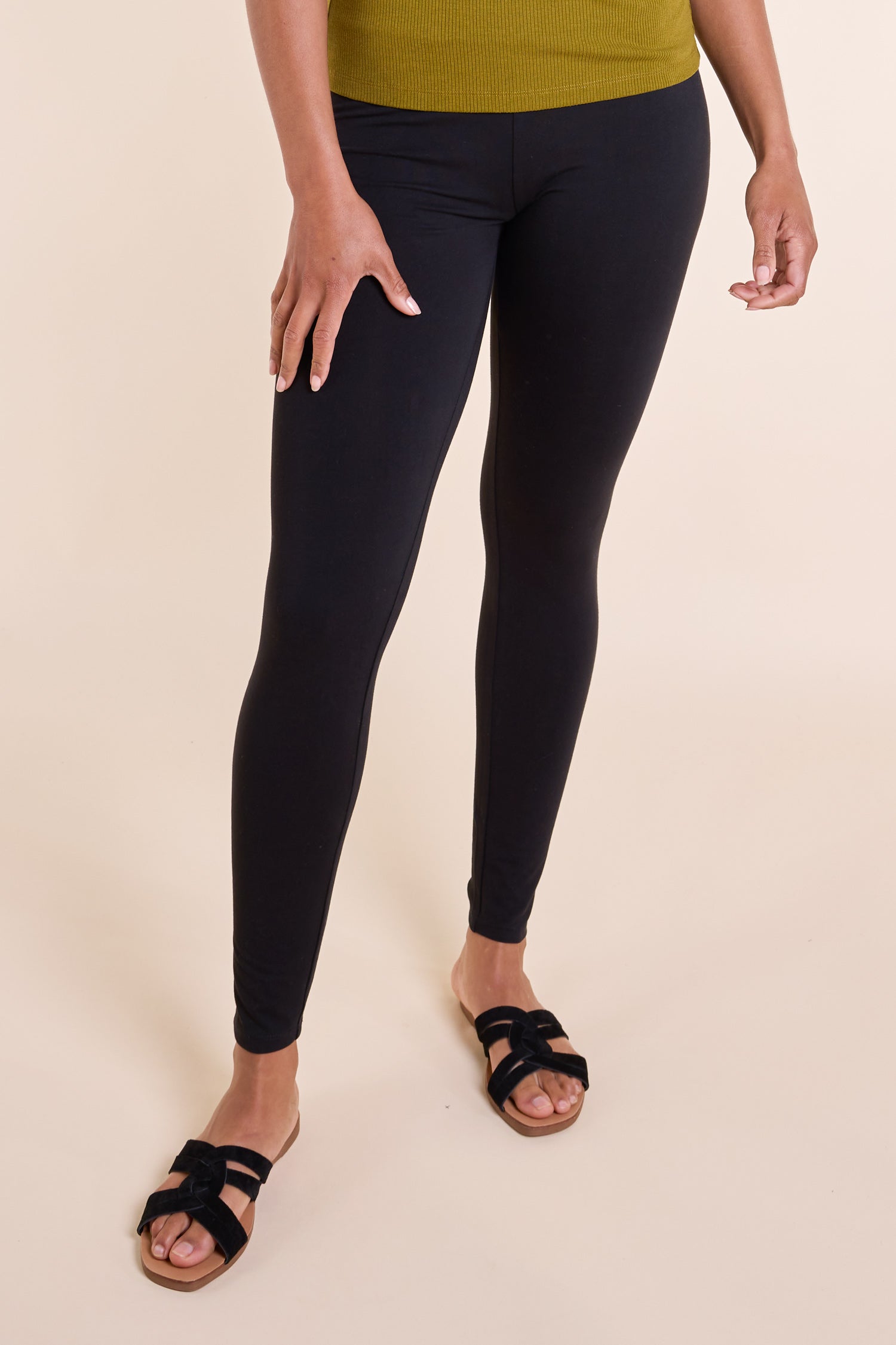 Black Cotton Leggings – Stretch Everyday Wear - Main Image