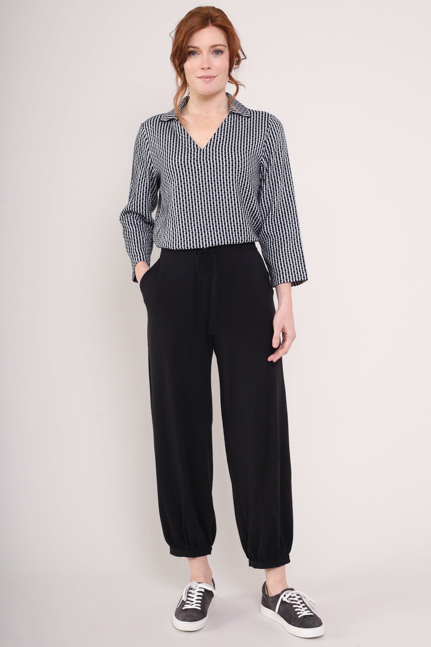 Black Colour GOTS Organic Cotton Yoga Trouser - Front side