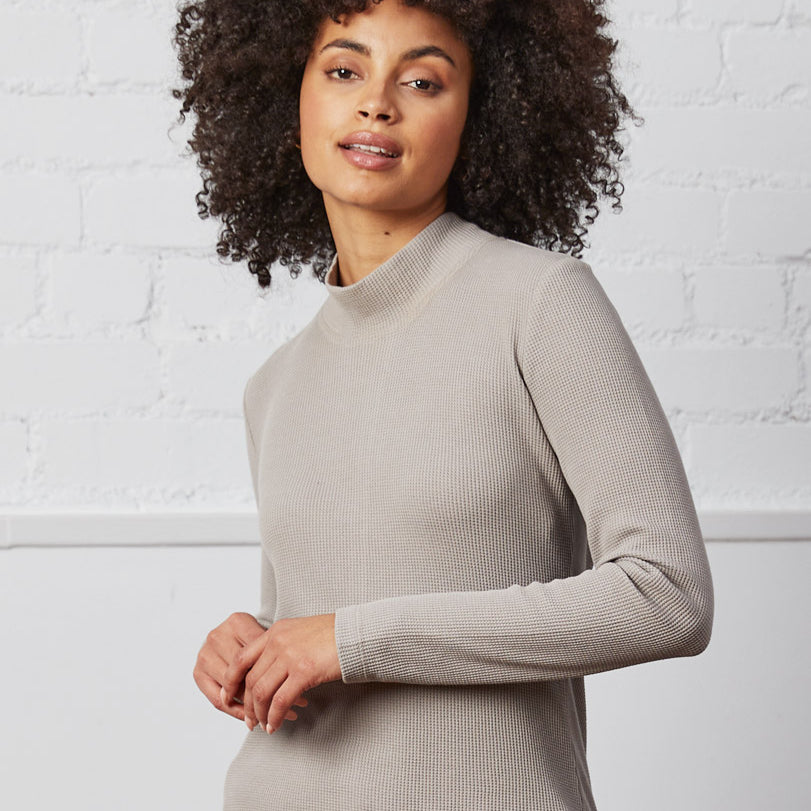 GOTS Organic Cotton Turtle Neck Waffle Top