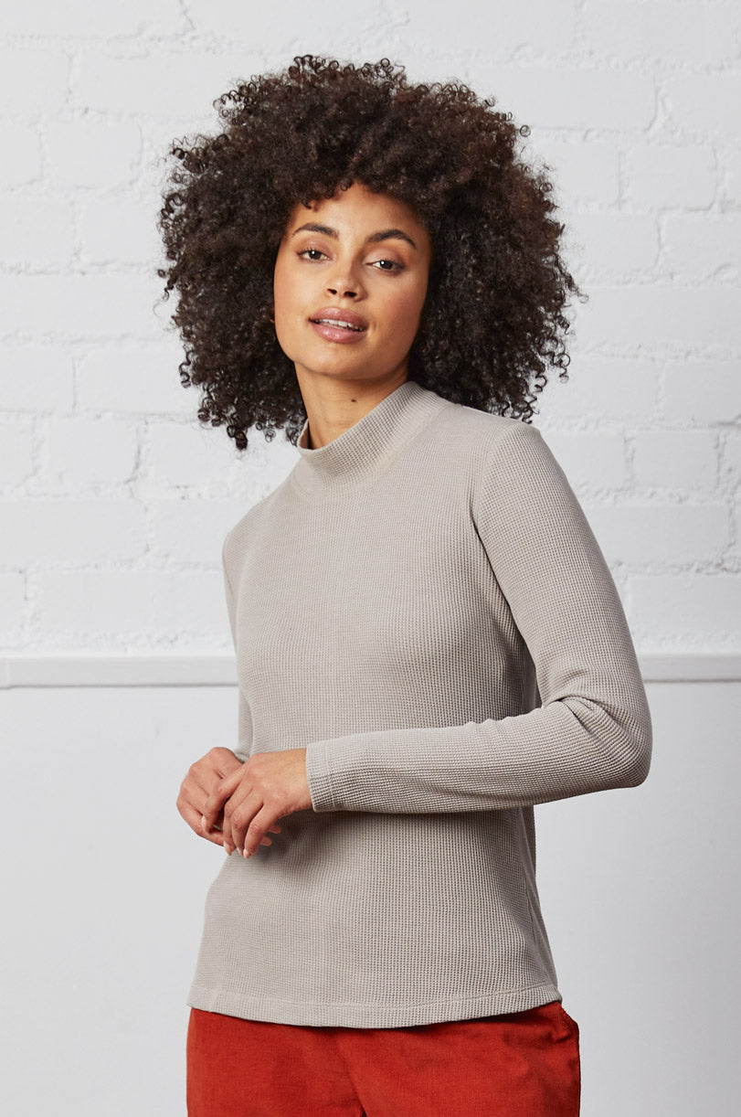 GOTS Organic Cotton Turtle Neck Waffle Top