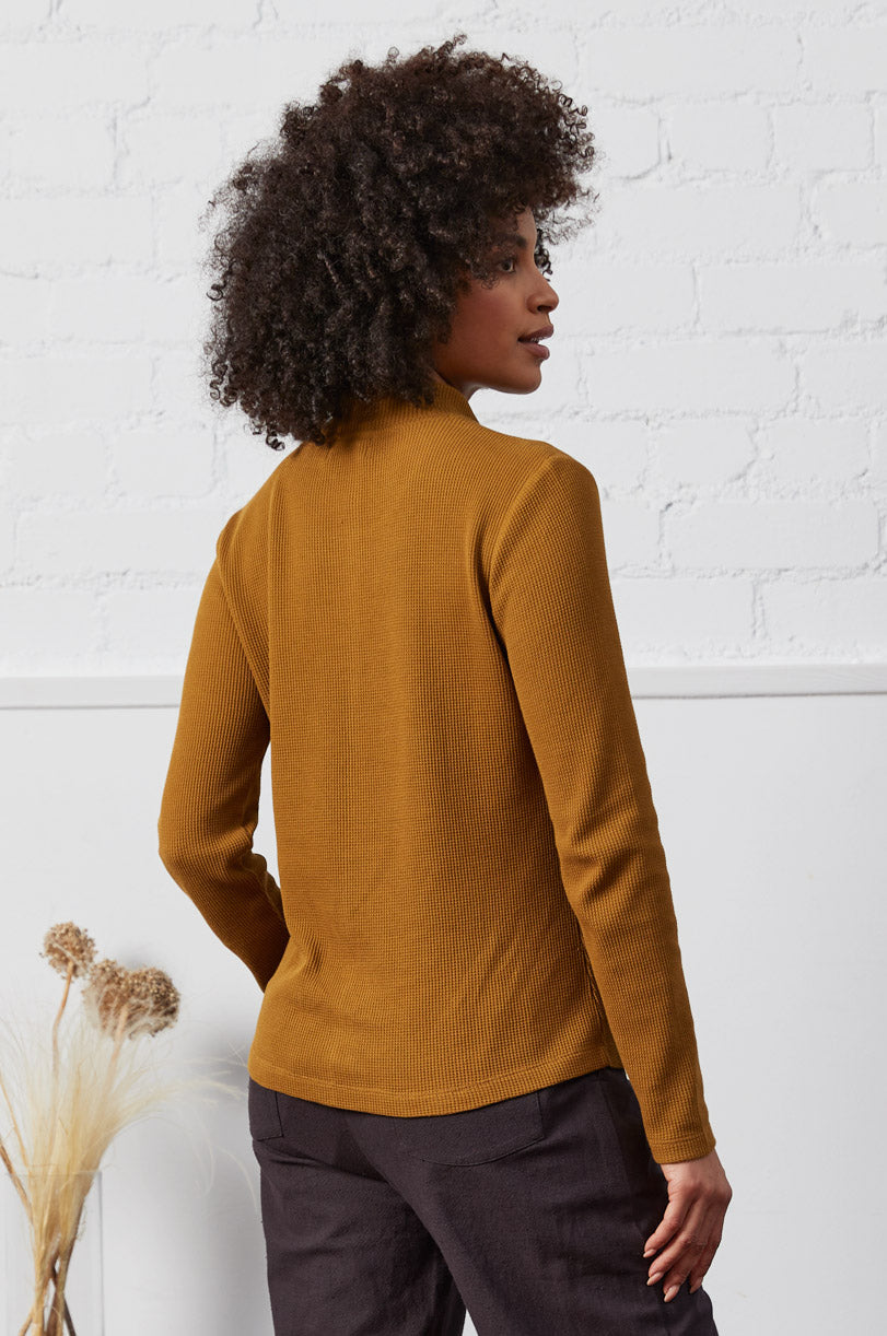 GOTS Organic Cotton Turtle Neck Waffle Top