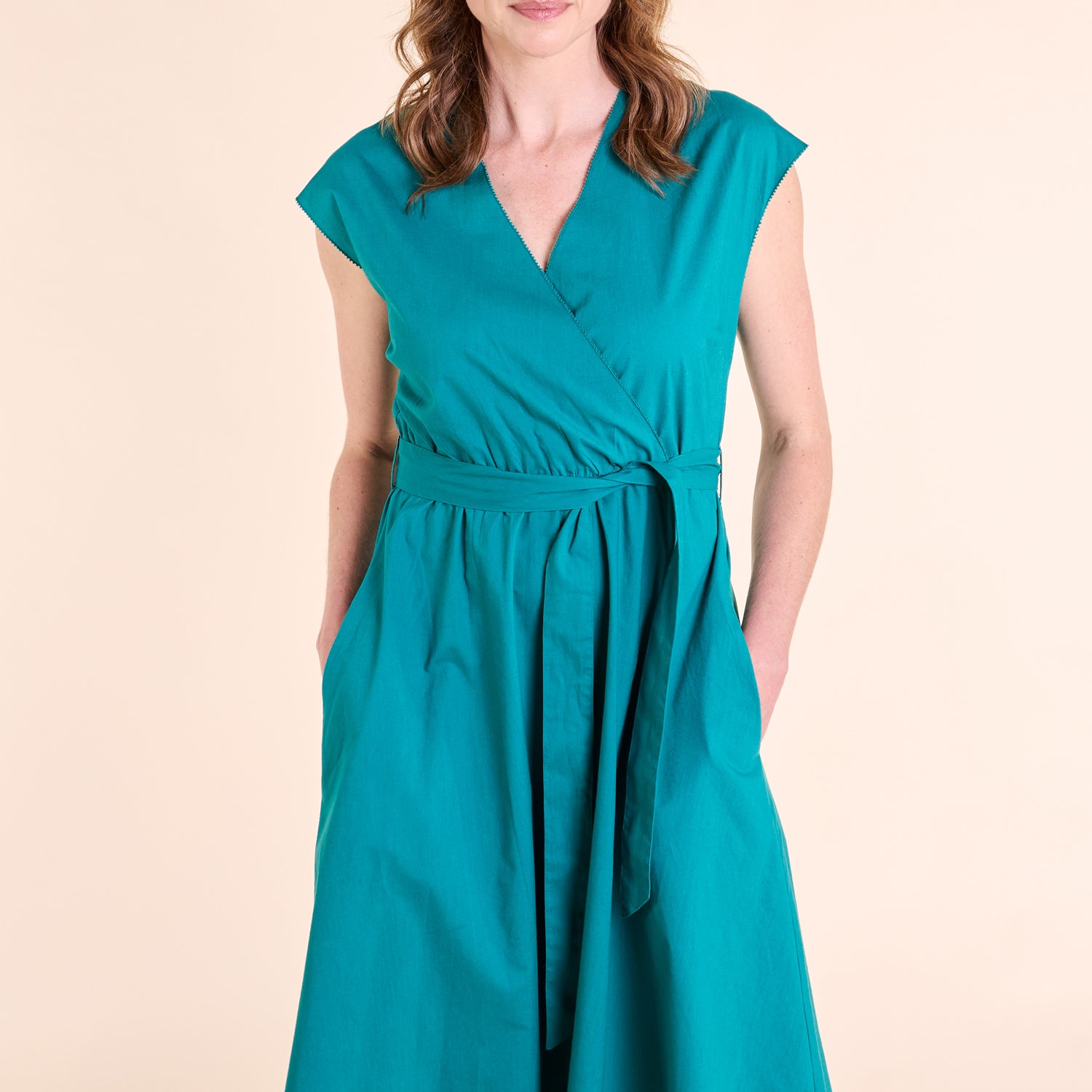 SS25 Fit and Flare Wrap Dress - Emerald