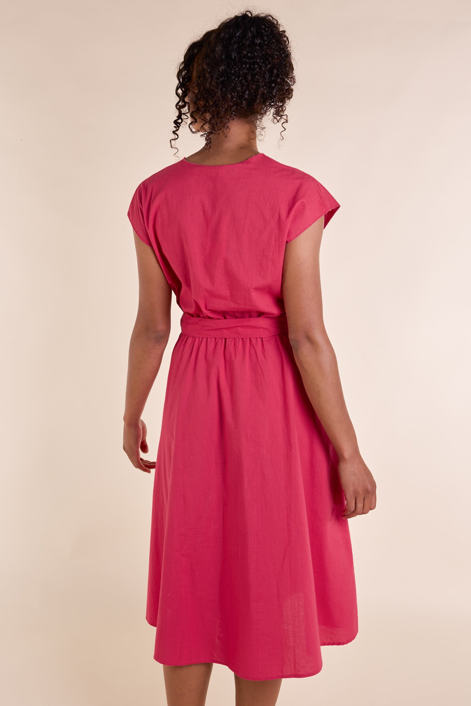 SS25 Fit and Flare Wrap Dress - Lipstick