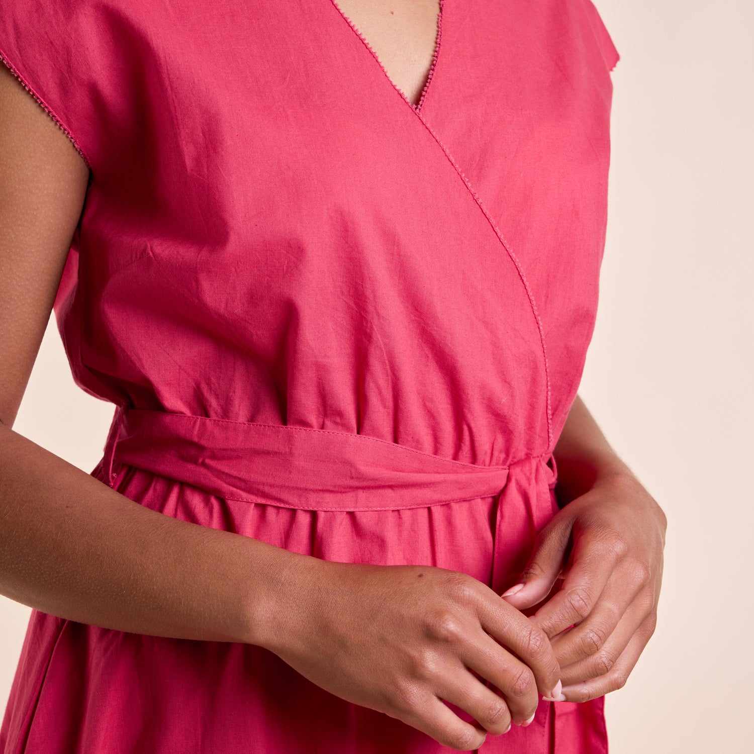 SS25 Fit and Flare Wrap Dress - Lipstick