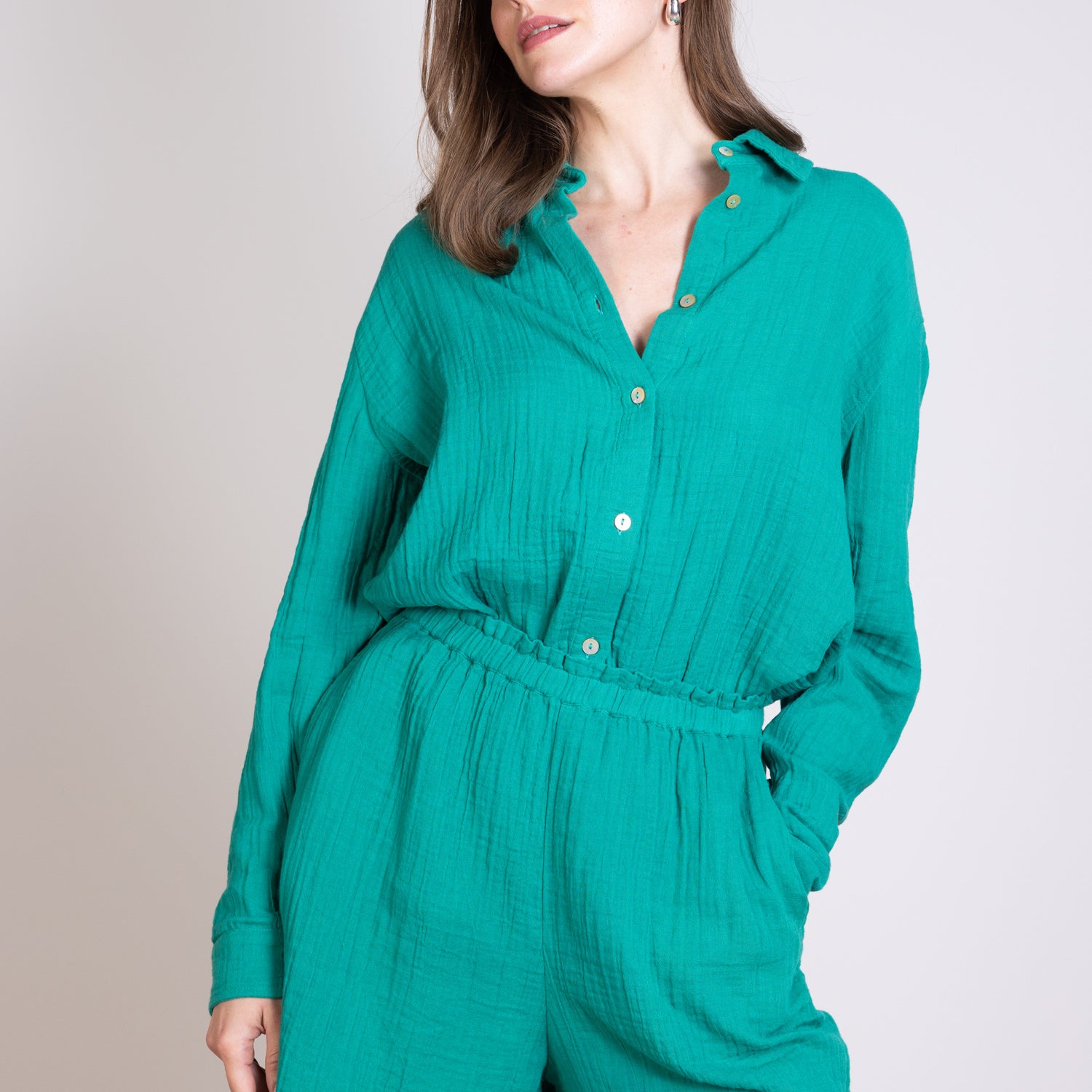 Saige 100% Double Cotton Shorts - Emerald