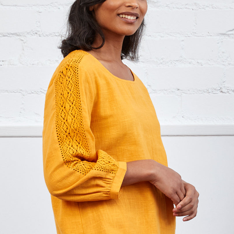 Cotton Slub Lace Top