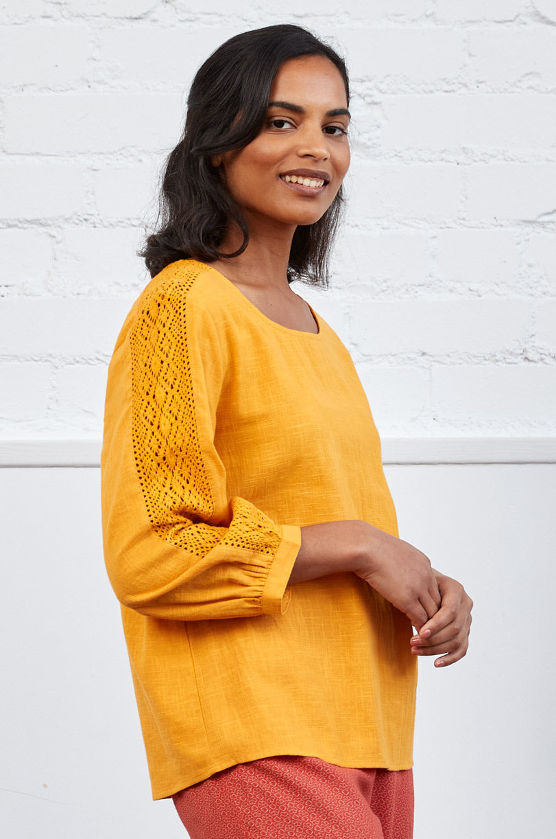 Cotton Slub Lace Top