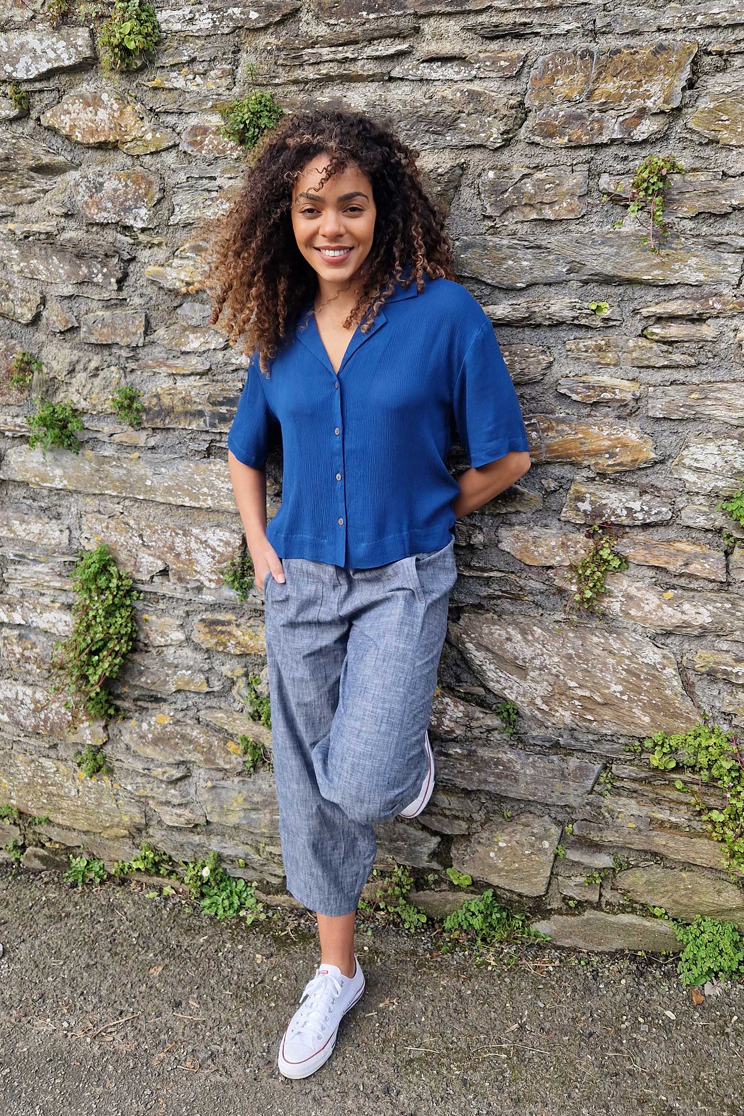 Crinkle Viscose Boxy Shirt