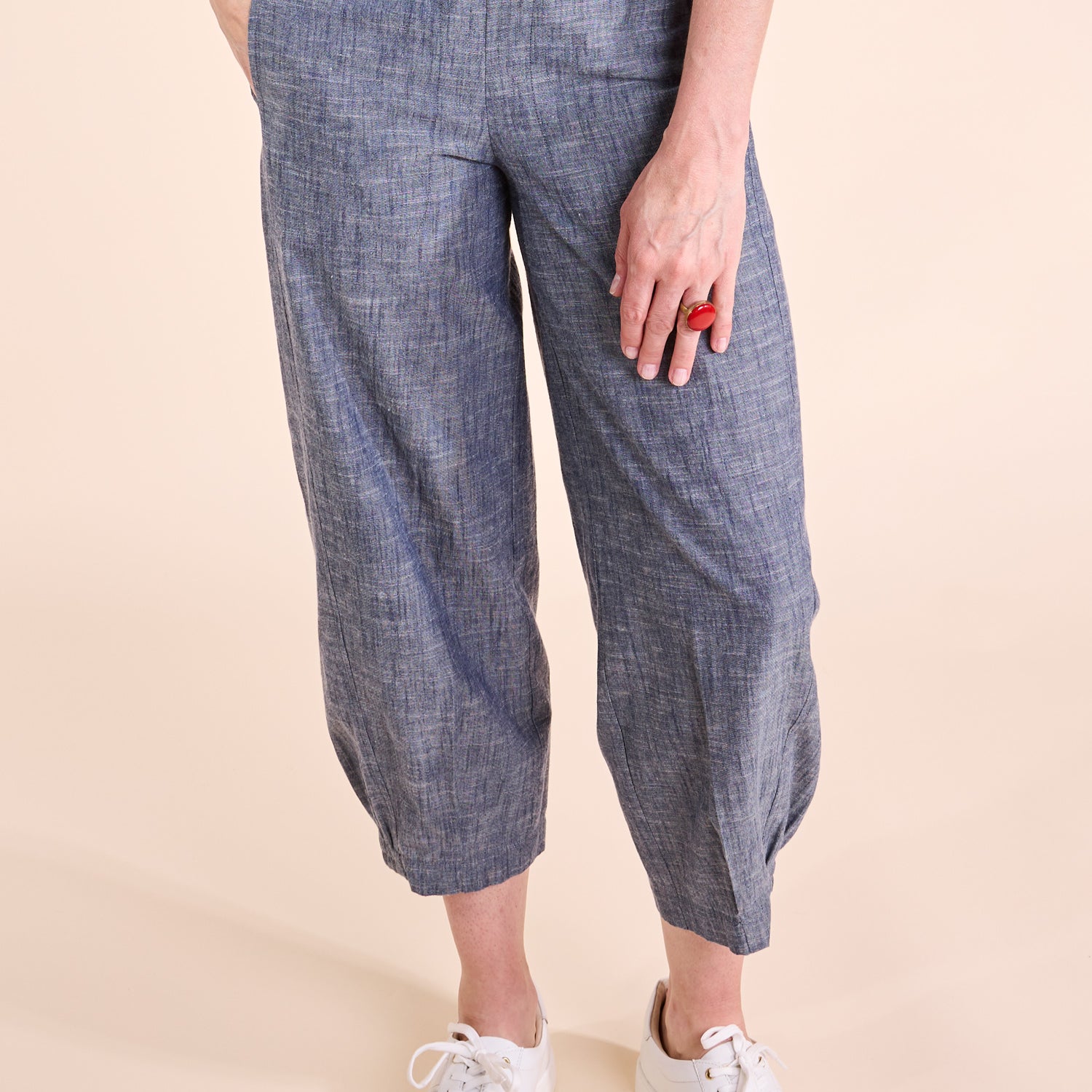 SS25 Cotton Chambray Bubble Trousers - Denim
