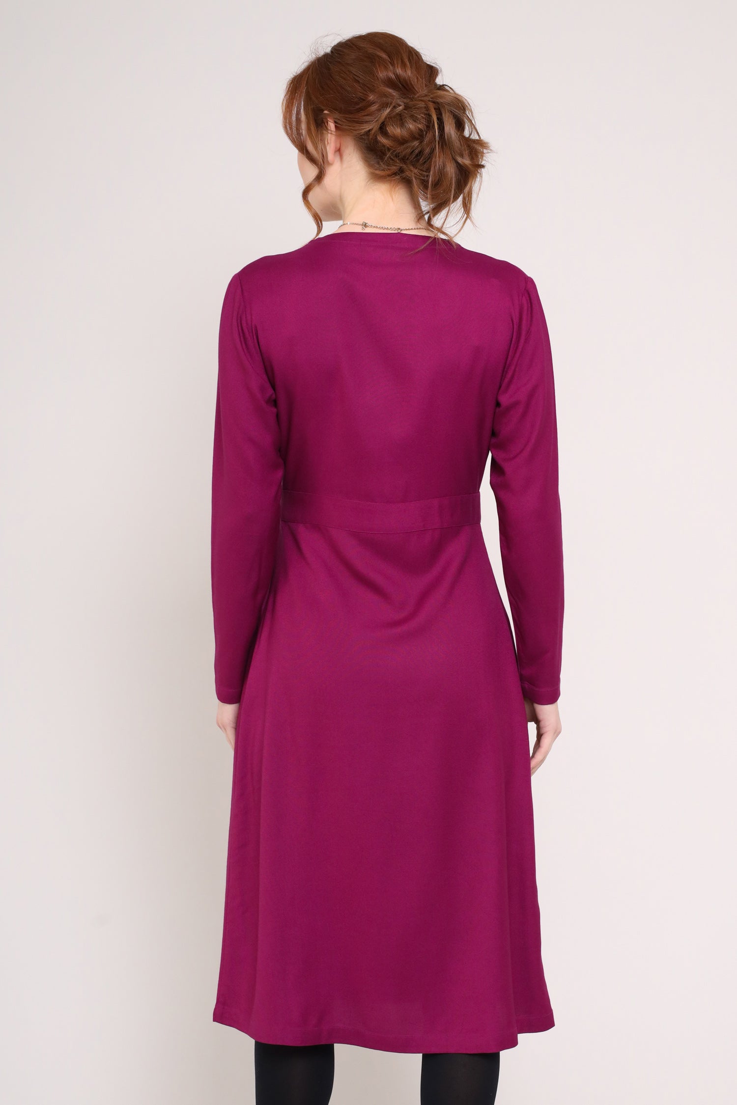 Viscose Tie Wrap Dress - Back Side