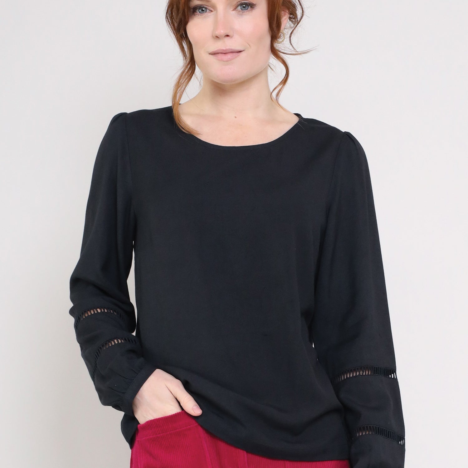 Viscose Lace Trim Tops - Front Side