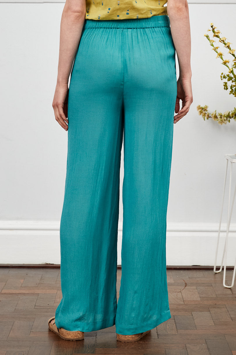 Crinkle Viscose Straight Leg Trousers