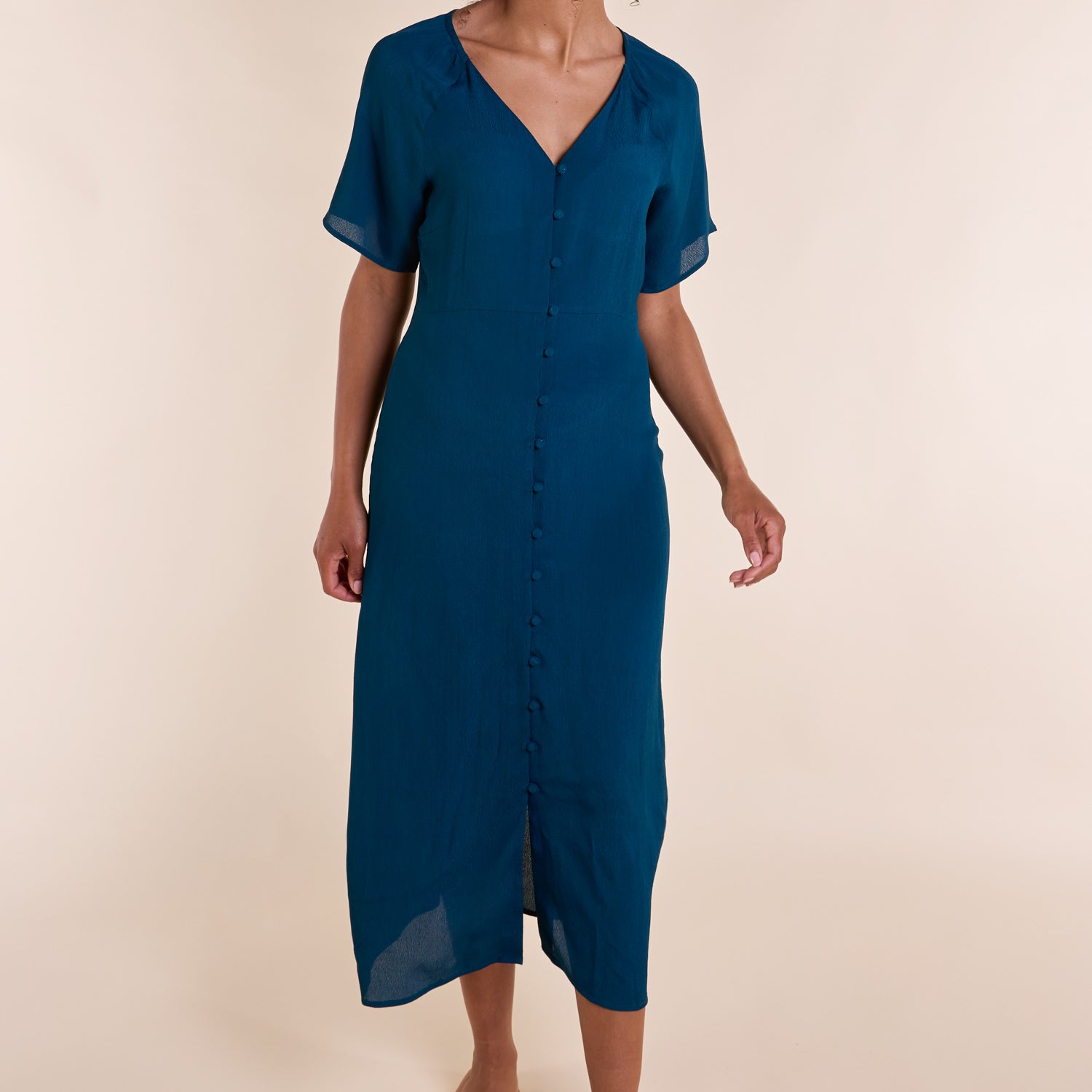 SS25 Sweetheart Neck Midi Dress - Blue