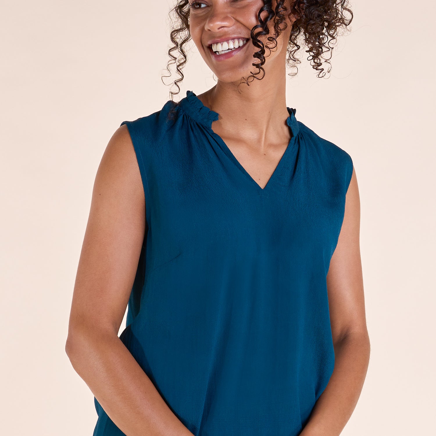 SS25 Frill Neck Sleeveless Top - Blue