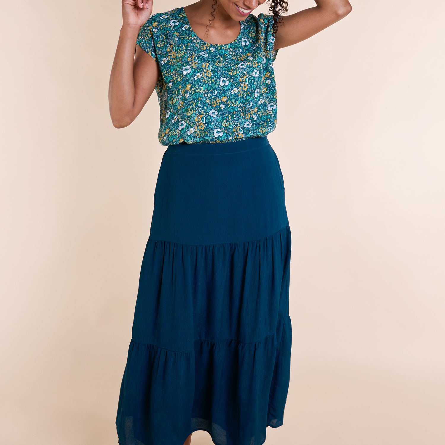 SS25 Tiered Skirt - Blue