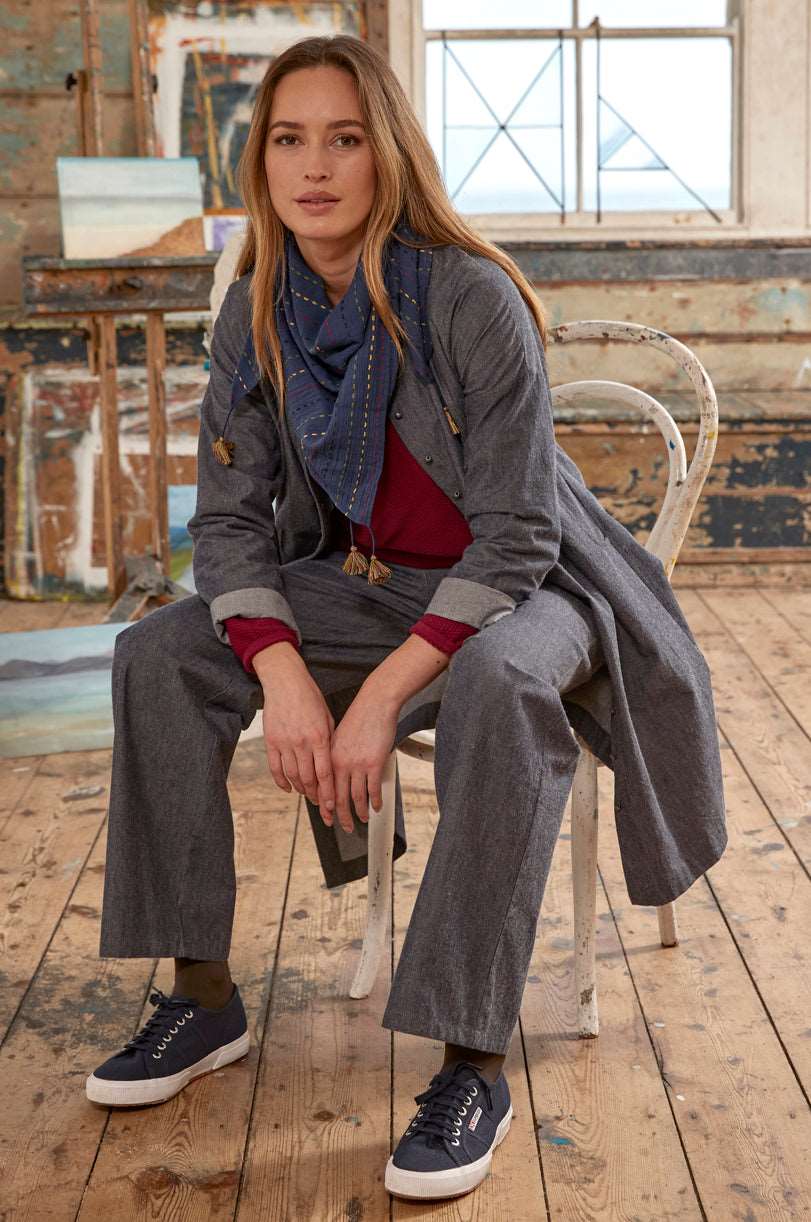 CH3081  Chambray Tunic Shirt Dress