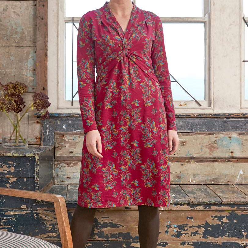 HR2109  Knot Front Dress #colour_berry
