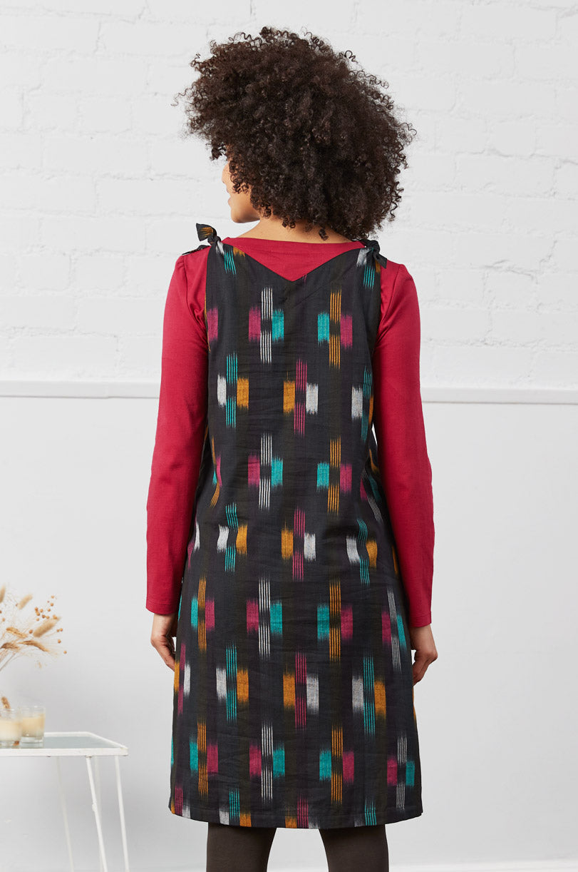 AC2133 Cotton Tie Shoulder Pinafore Dress