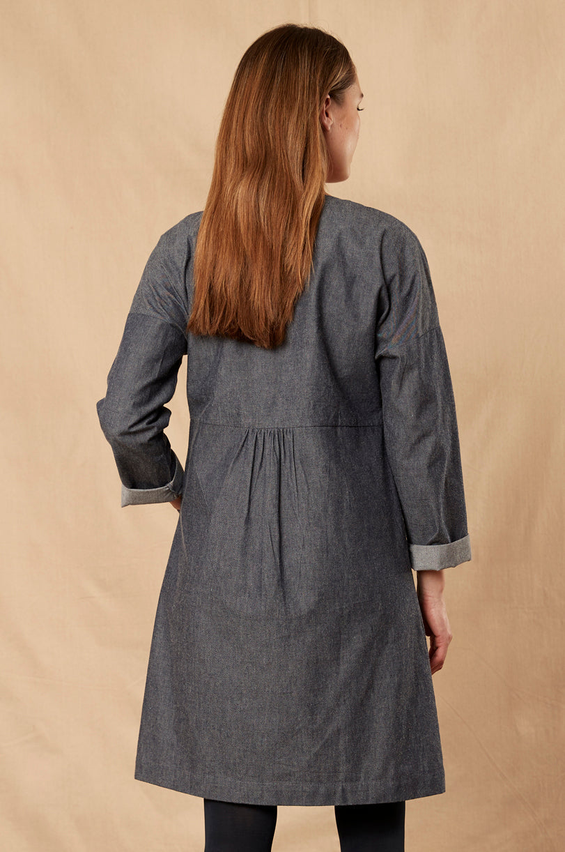 CH3081  Chambray Tunic Shirt Dress