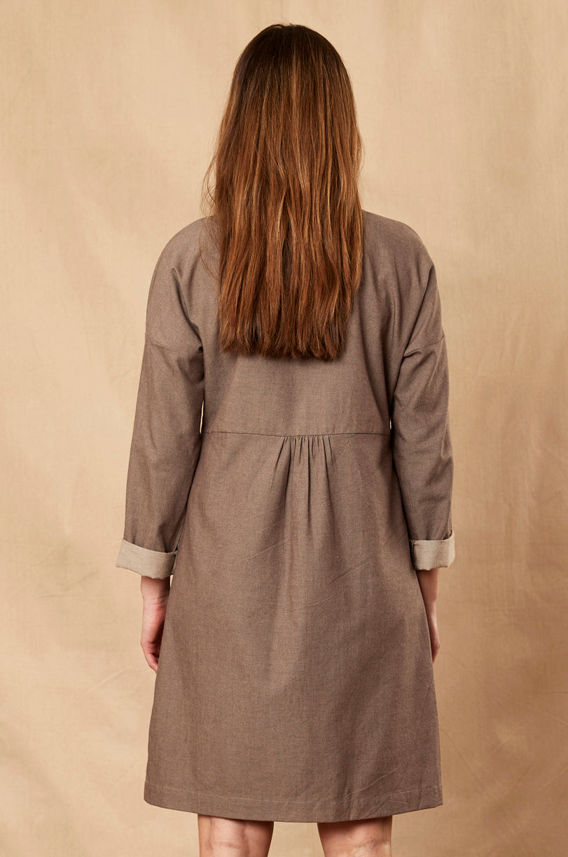 CH3081  Chambray Tunic Shirt Dress