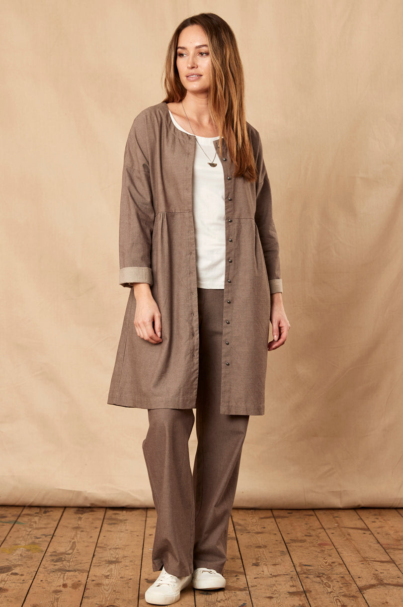 CH3081  Chambray Tunic Shirt Dress
