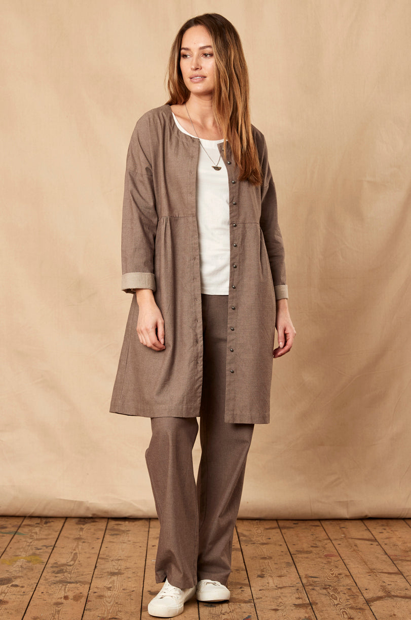 CH3081  Chambray Tunic Shirt Dress