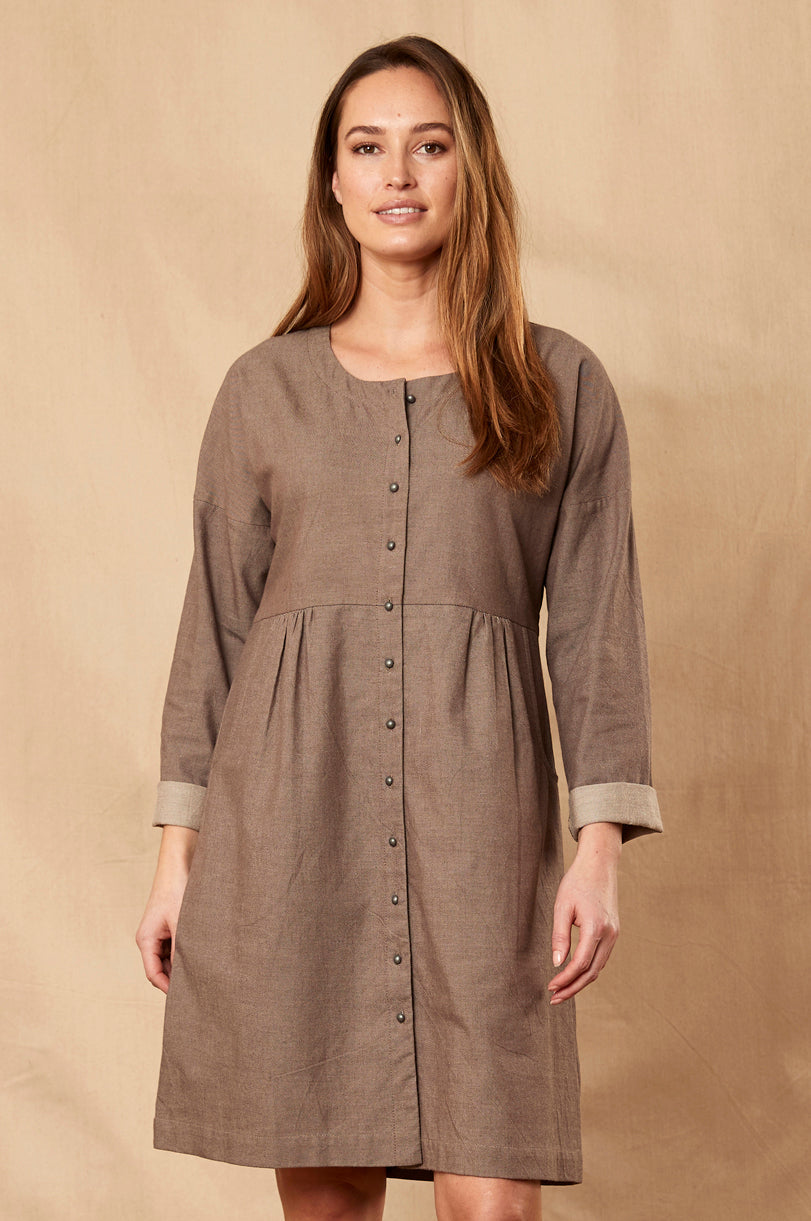 CH3081  Chambray Tunic Shirt Dress