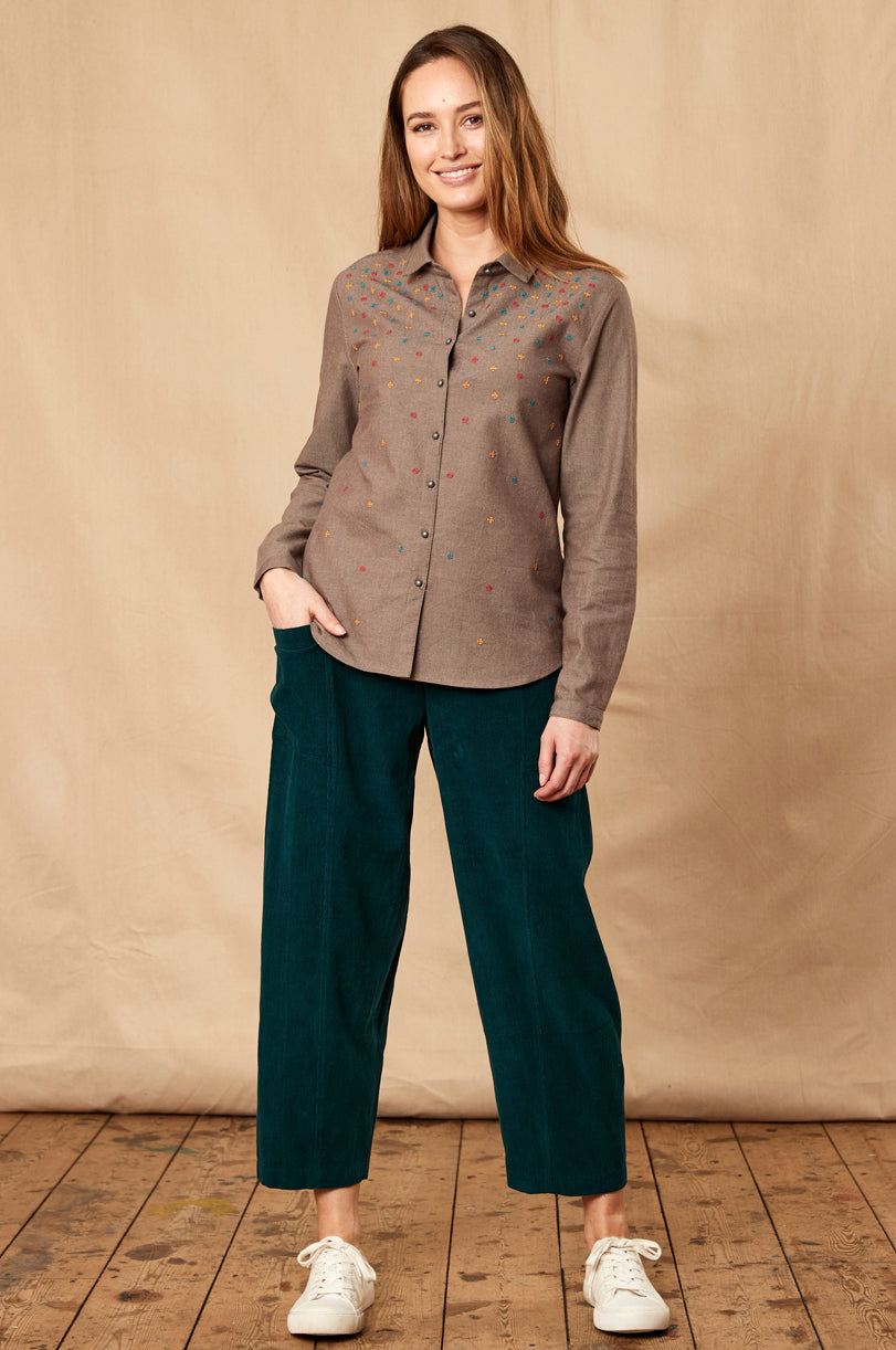 CH4024  Embroidered Button Through Shirt