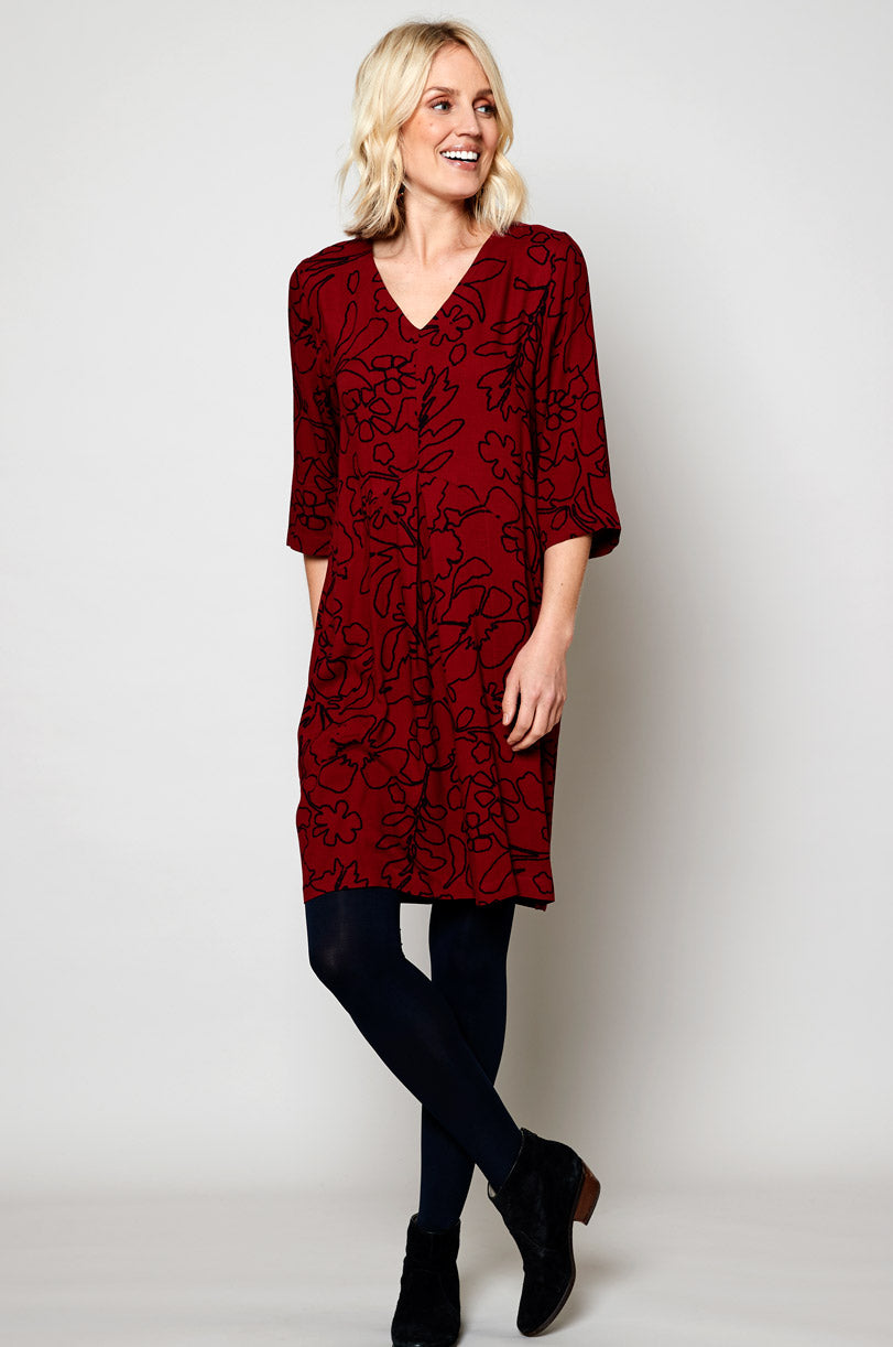 EL3078 Pleat Front Tunic Dress