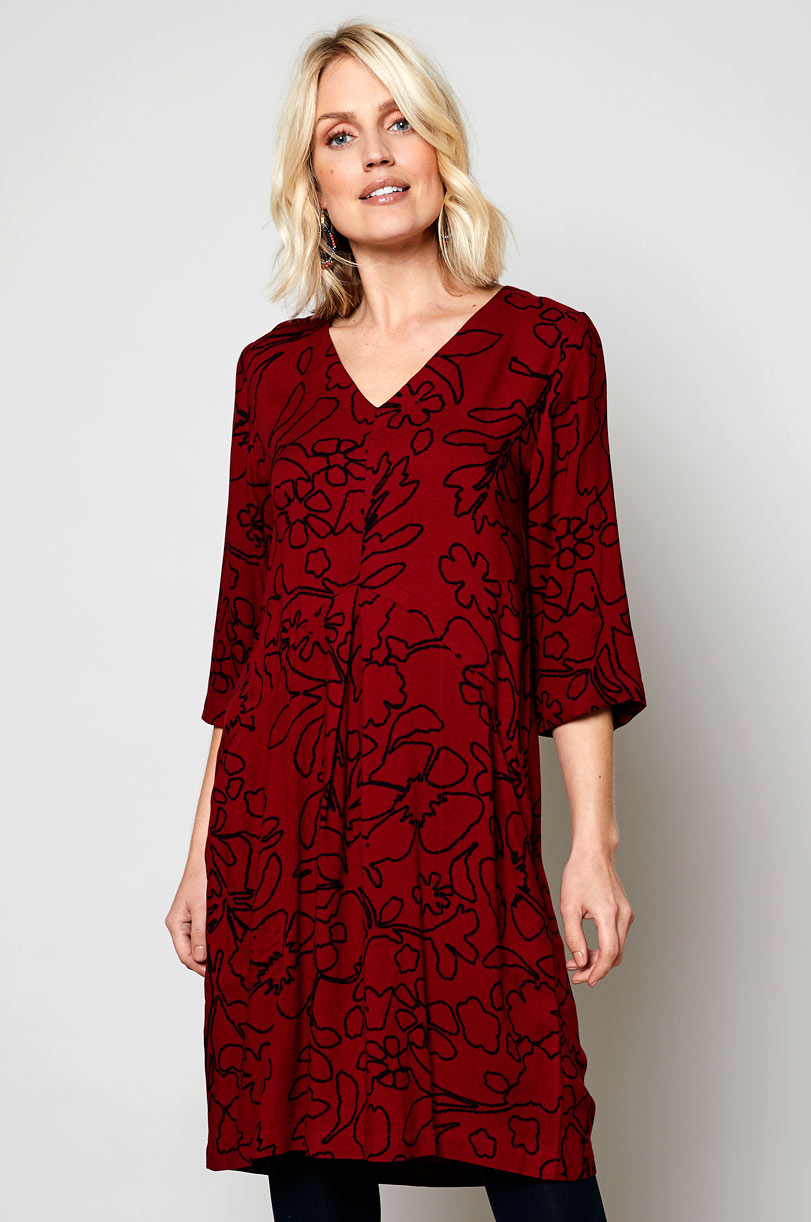 EL3078 Pleat Front Tunic Dress
