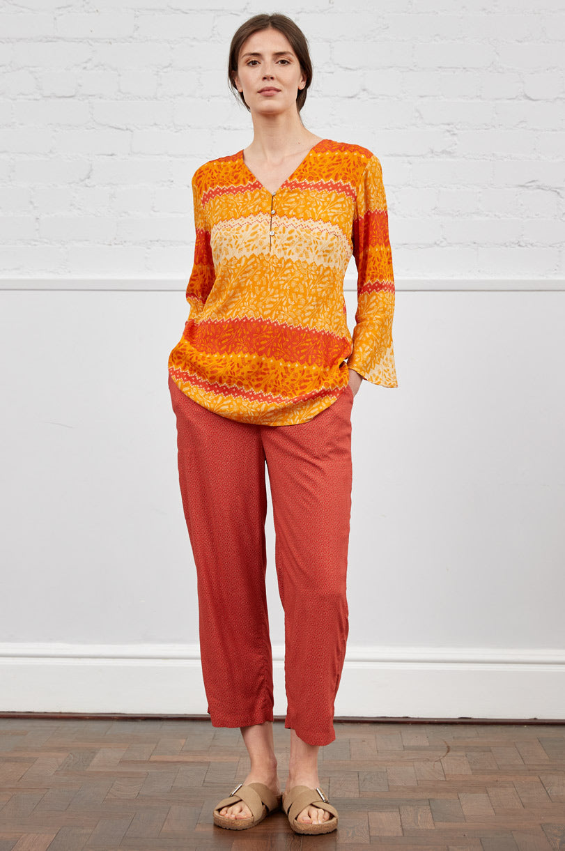 FN1058 Cropped Straight Leg Slub Trouser