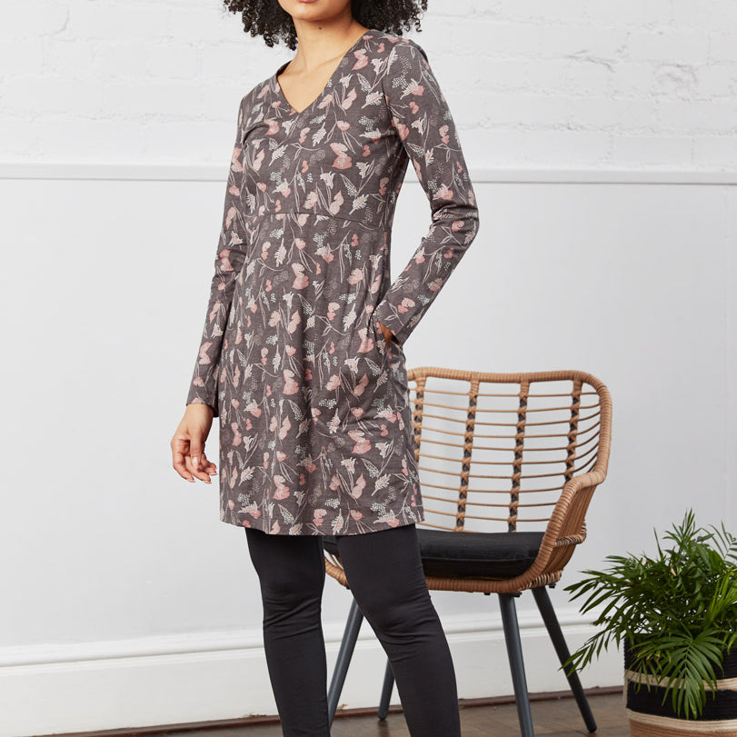 Organic Cotton V Neck Jersey Dress