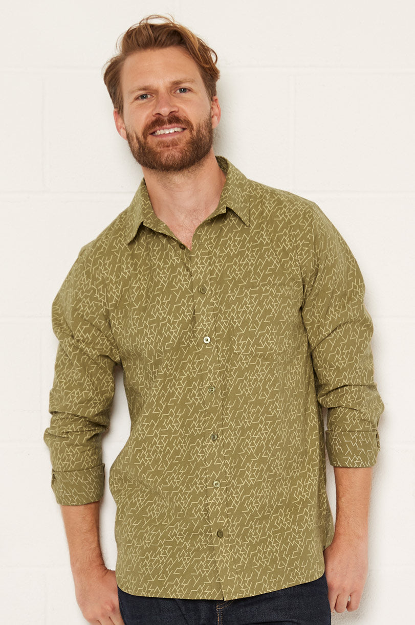 Cotton Long sleeve Matchstick Shirt