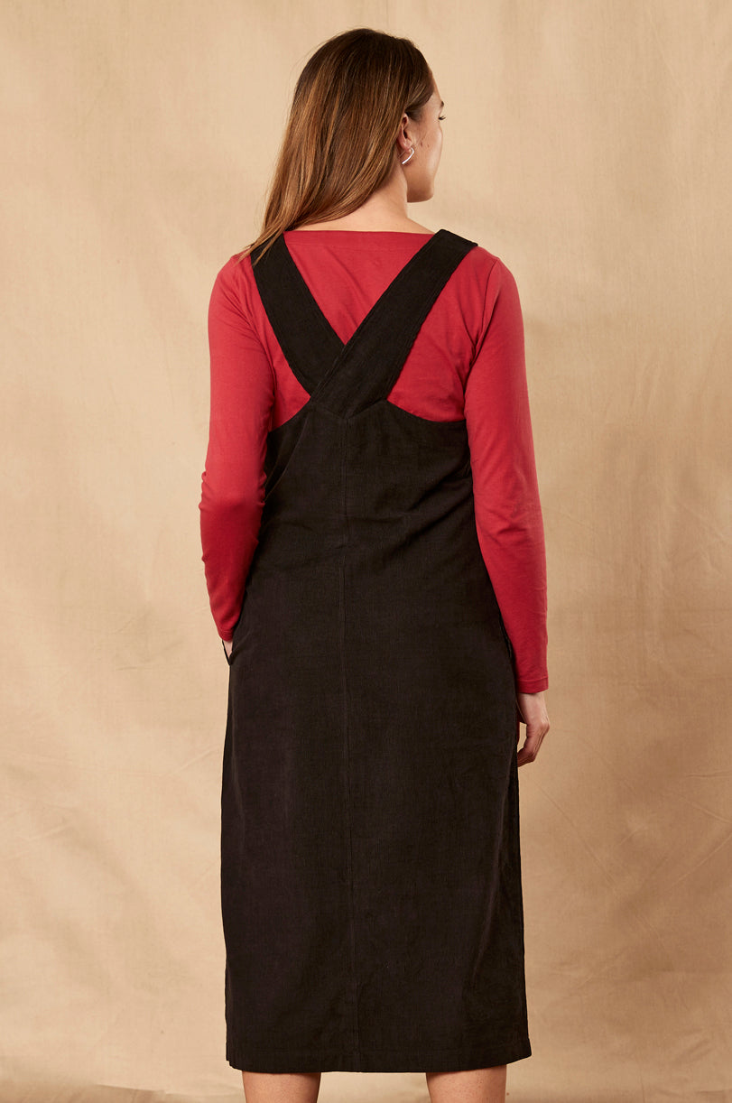 Cotton Dungarees Dress with Split