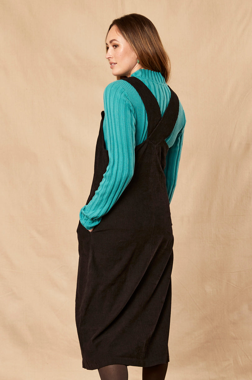 Cotton Dungarees Dress with Split