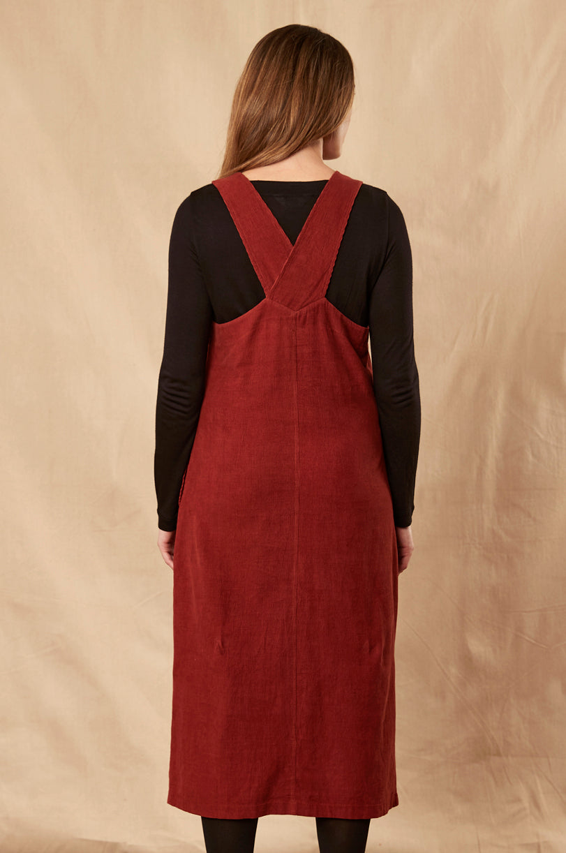 Cotton Dungarees Dress with Split
