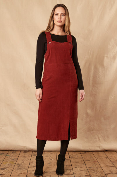 Cotton Dungarees Dress with Split