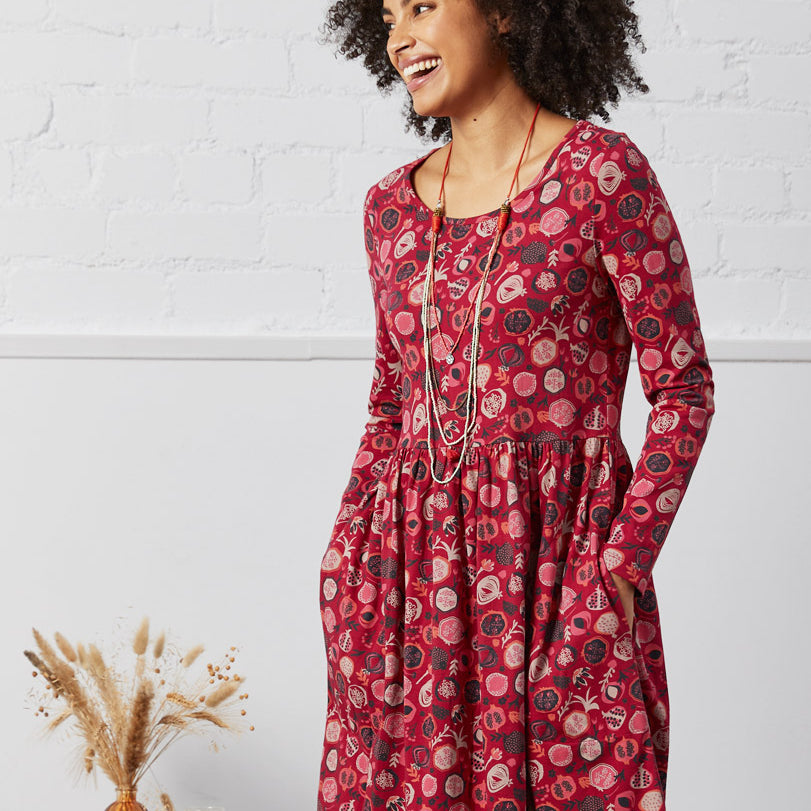 GOTS Organic Cotton Gathered Jersey Tunic Dress
