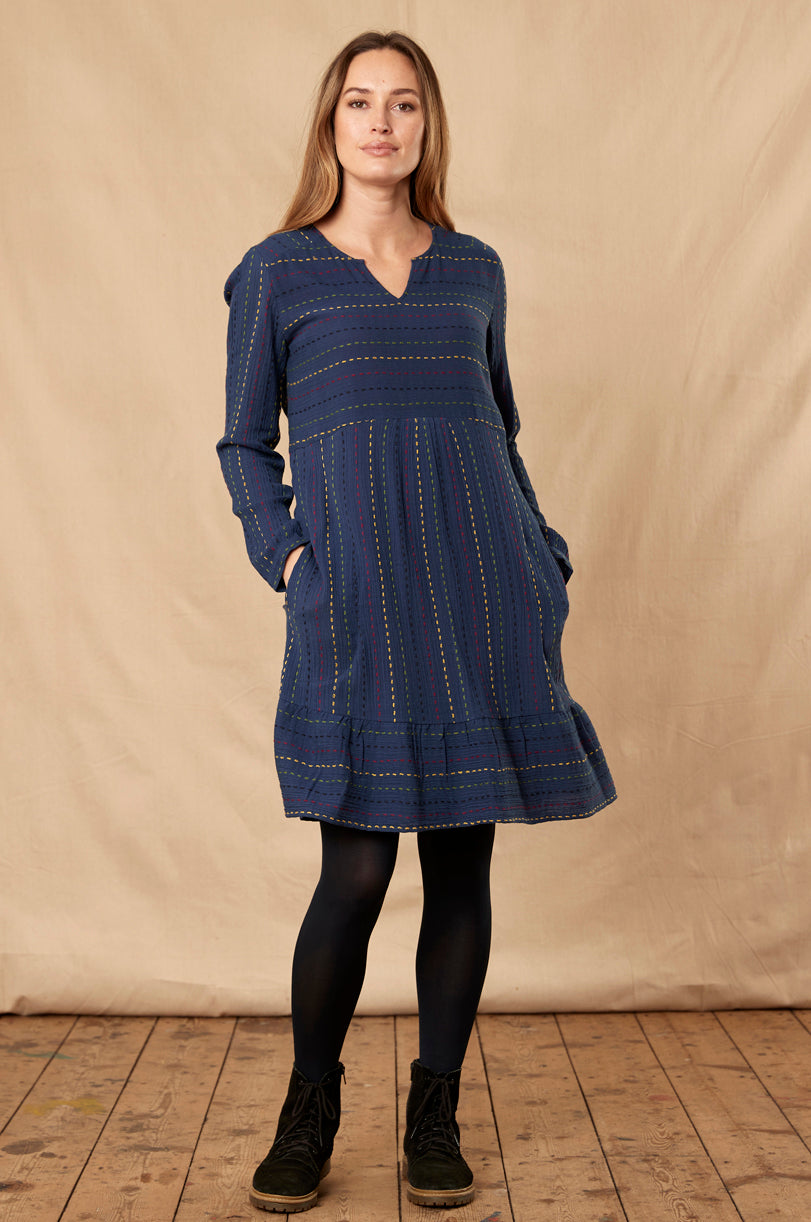 Cotton Running Stitch Dress