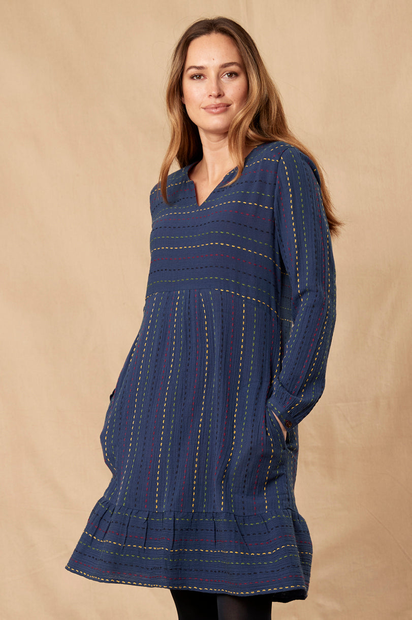 Cotton Running Stitch Dress