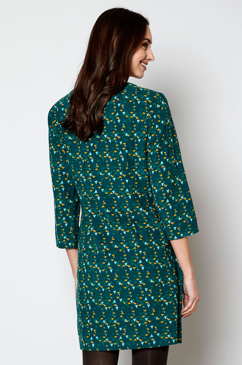 Cotton Cord Three Quarter Sleeve Tunic Dress