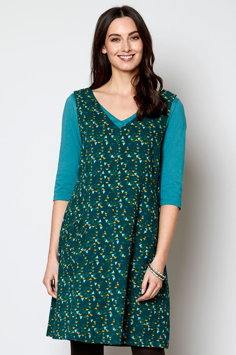 Cotton Needlecord Pinafore Tunic Dress