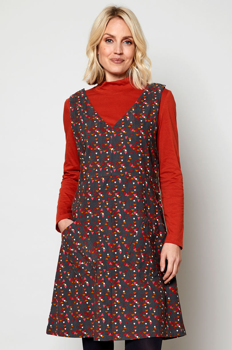 Cotton Needlecord Pinafore Tunic Dress