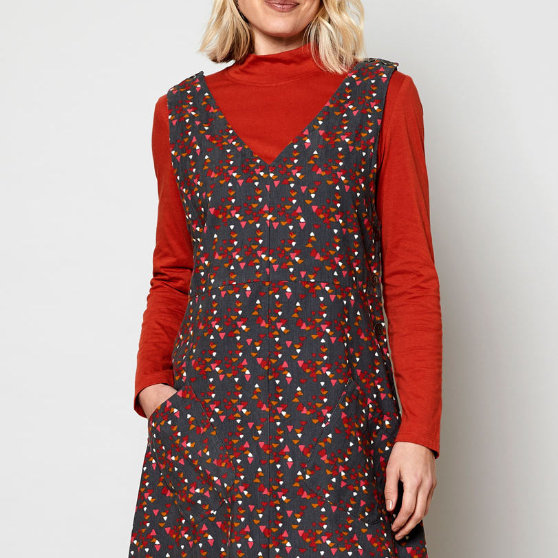 Cotton Needlecord Pinafore Tunic Dress