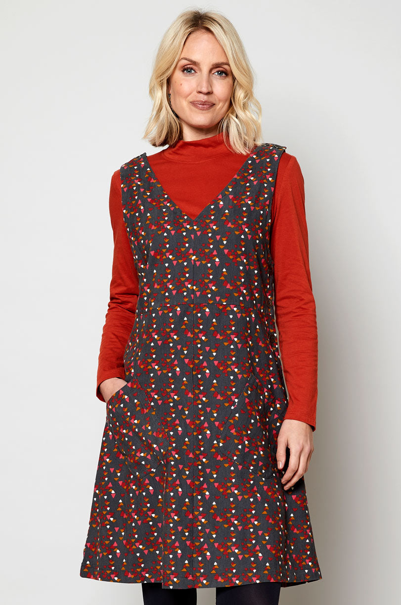 Cotton Needlecord Pinafore Tunic Dress