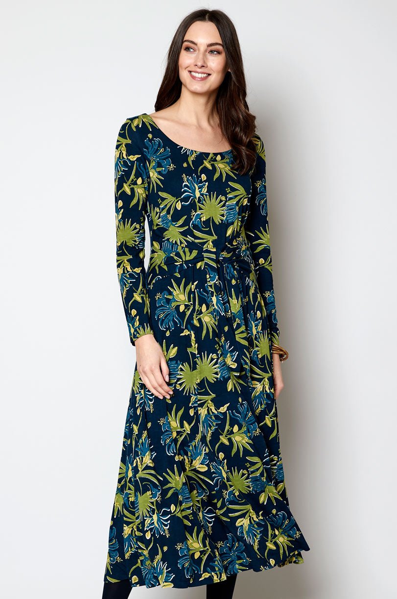 Ecovero Panelled Tie Midi Dress