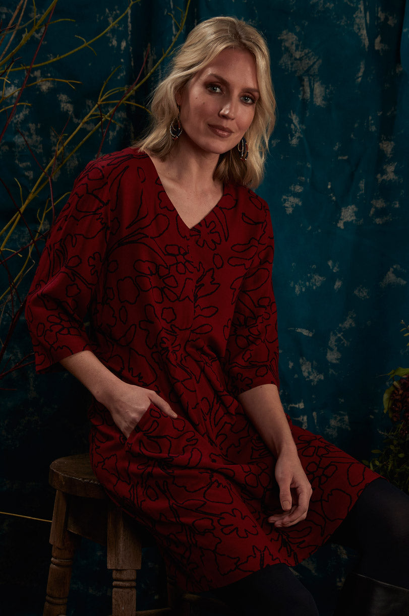 EL3078 Pleat Front Tunic Dress