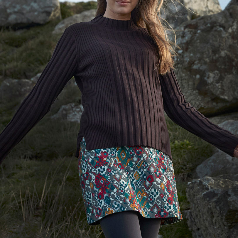 Cotton Canvas Printed Mini Skirt