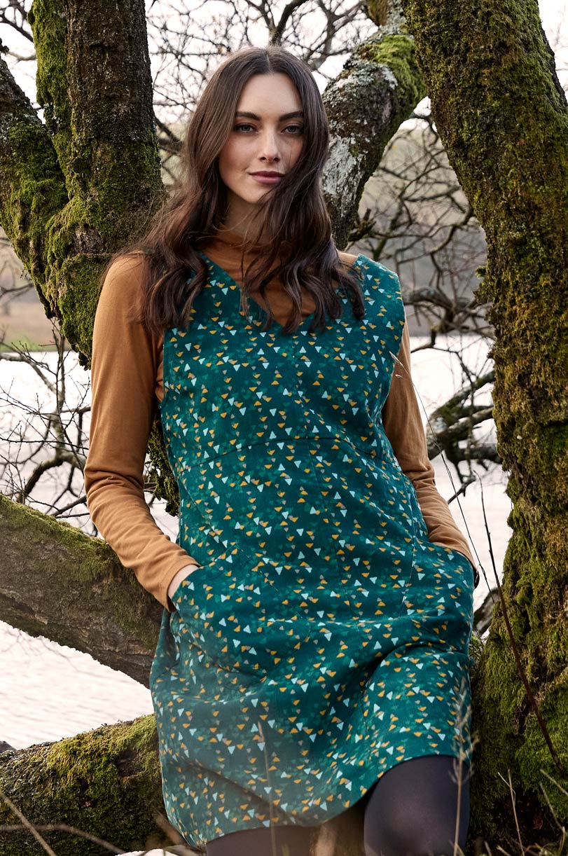 Cotton Needlecord Pinafore Tunic Dress
